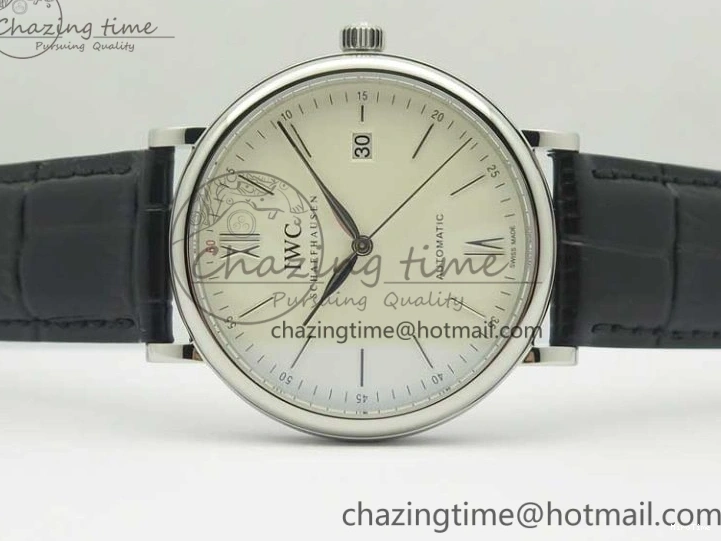 MIROTIME 0520 Portofino Automatic SS MKF 1:1 Best Edition White Dial On Black Leather Strap MIYOTA 9015 V Original 7204